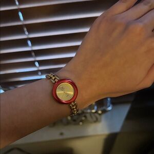 Vintage Gucci Gold and Red Women's Watch